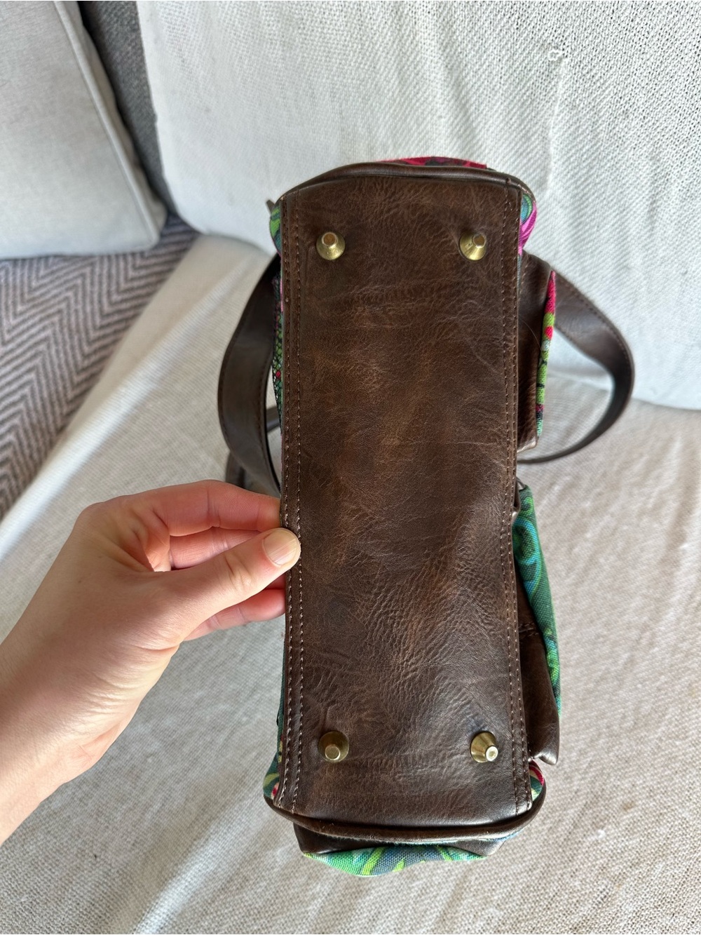 Vintage Desigual Floral Patchwork Shoulder Bag Multi Pocket Boho Satchel Purse - Picture 8 of 15